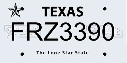 FRZ3390 Texas License Plate