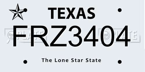 FRZ3404 Texas License Plate
