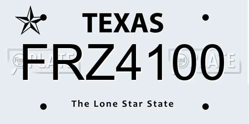 FRZ4100 Texas License Plate