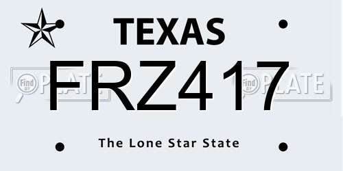 FRZ417 Texas License Plate
