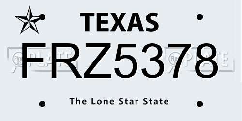 FRZ5378 Texas License Plate