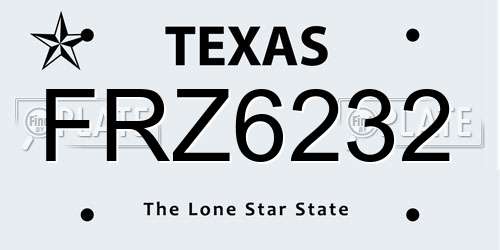 FRZ6232 Texas License Plate