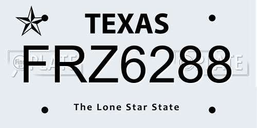 FRZ6288 Texas License Plate