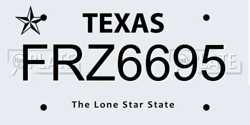 FRZ6695 Texas License Plate