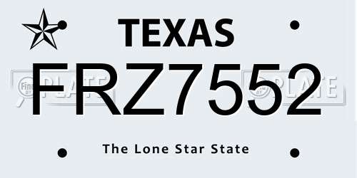FRZ7552 Texas License Plate