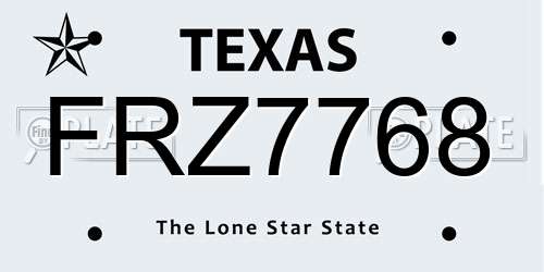 FRZ7768 Texas License Plate
