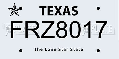 FRZ8017 Texas License Plate