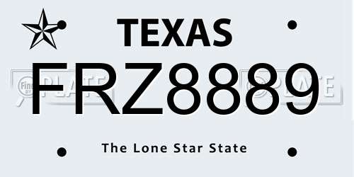 FRZ8889 Texas License Plate