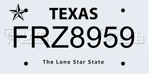 FRZ8959 Texas License Plate