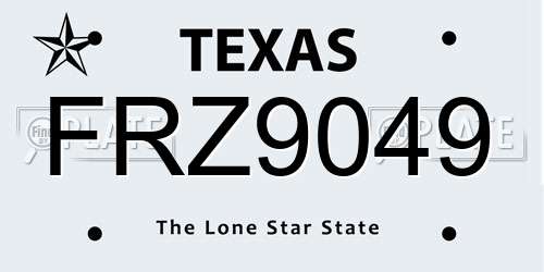 FRZ9049 Texas License Plate