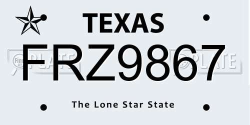 FRZ9867 Texas License Plate