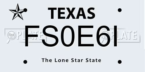 FS0E6I Texas License Plate