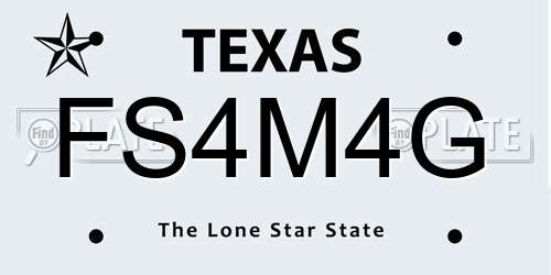 FS4M4G Texas License Plate
