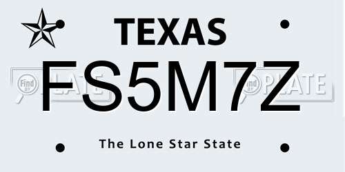 FS5M7Z Texas License Plate