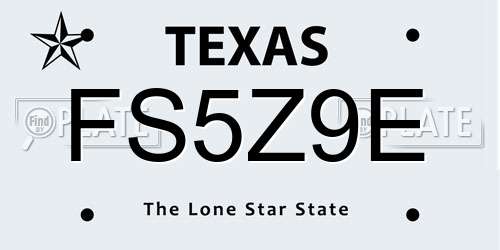 FS5Z9E Texas License Plate