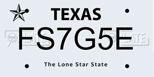 FS7G5E Texas License Plate