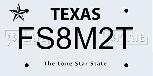 FS8M2T Texas License Plate