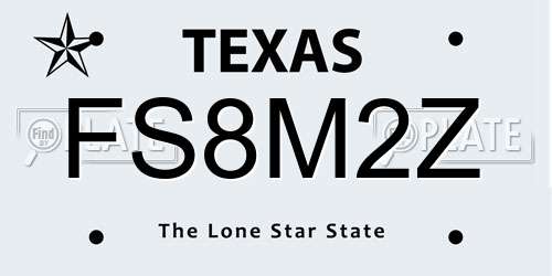 FS8M2Z Texas License Plate