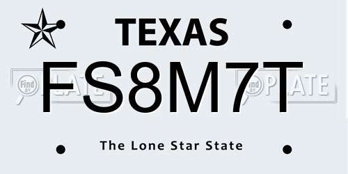 FS8M7T Texas License Plate