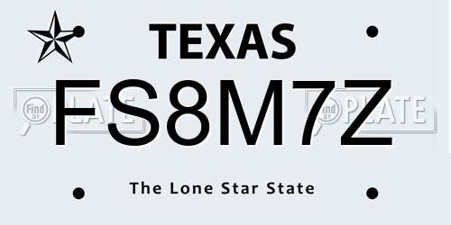 FS8M7Z Texas License Plate