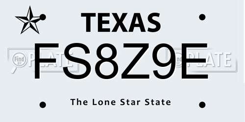 FS8Z9E Texas License Plate