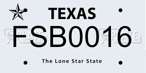 FSB0016 Texas License Plate