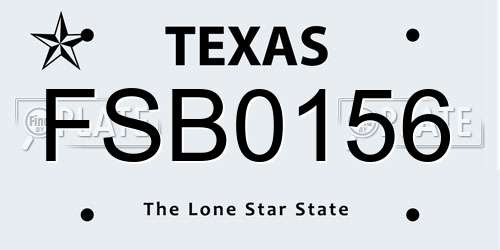 FSB0156 Texas License Plate