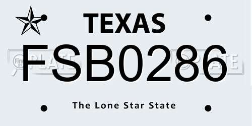FSB0286 Texas License Plate