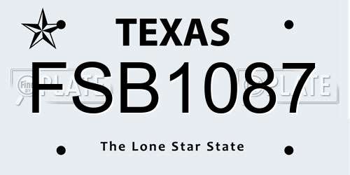 FSB1087 Texas License Plate