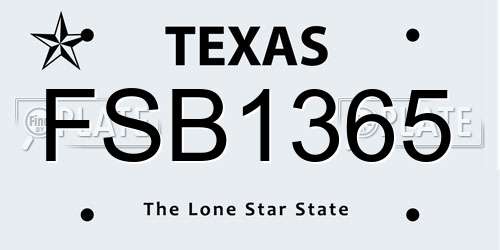 FSB1365 Texas License Plate