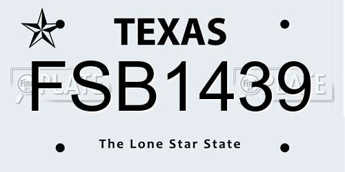 FSB1439 Texas License Plate