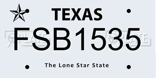 FSB1535 Texas License Plate