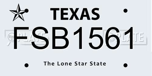 FSB1561 Texas License Plate