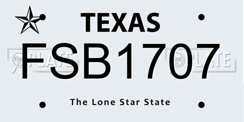 FSB1707 Texas License Plate
