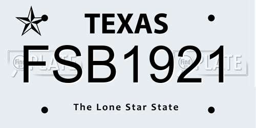 FSB1921 Texas License Plate