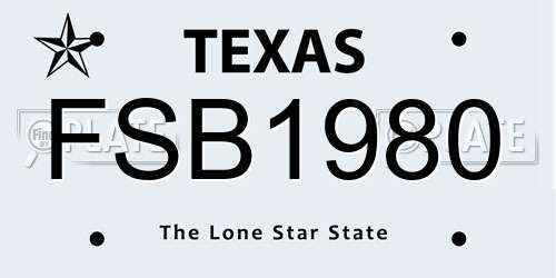 FSB1980 Texas License Plate