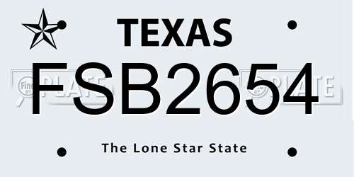 FSB2654 Texas License Plate