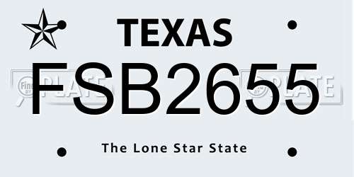 FSB2655 Texas License Plate