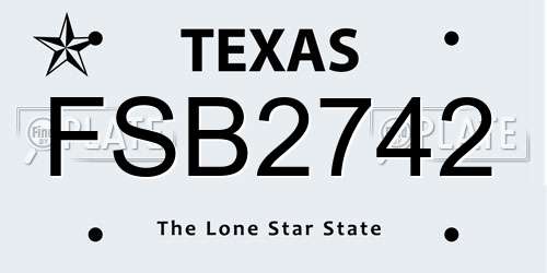 FSB2742 Texas License Plate
