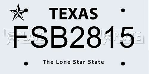 FSB2815 Texas License Plate
