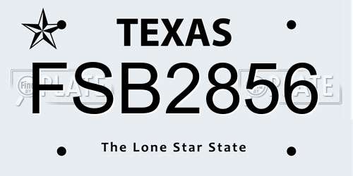 FSB2856 Texas License Plate