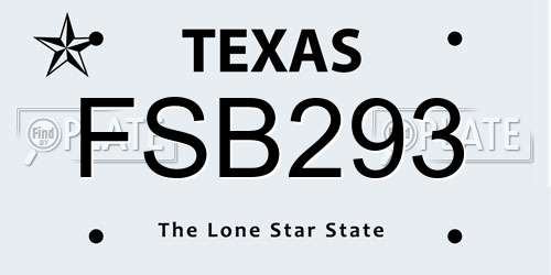 FSB293 Texas License Plate