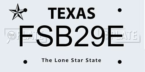 FSB29E Texas License Plate