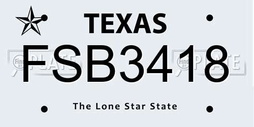 FSB3418 Texas License Plate