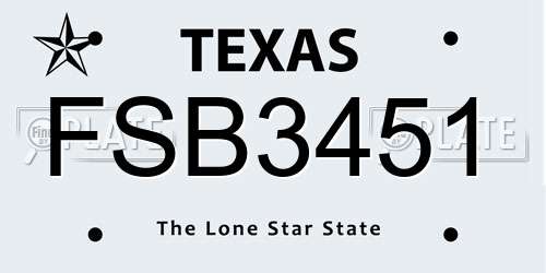 FSB3451 Texas License Plate