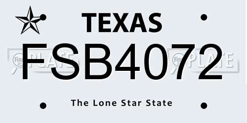 FSB4072 Texas License Plate