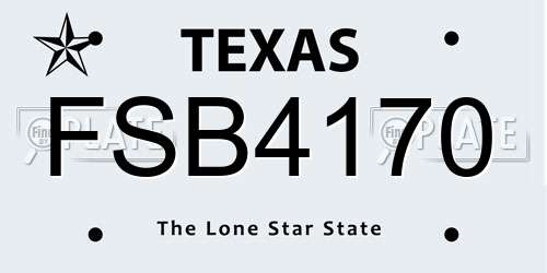 FSB4170 Texas License Plate