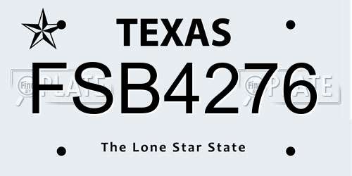 FSB4276 Texas License Plate
