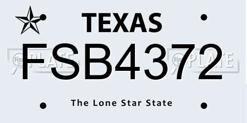 FSB4372 Texas License Plate