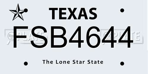 FSB4644 Texas License Plate